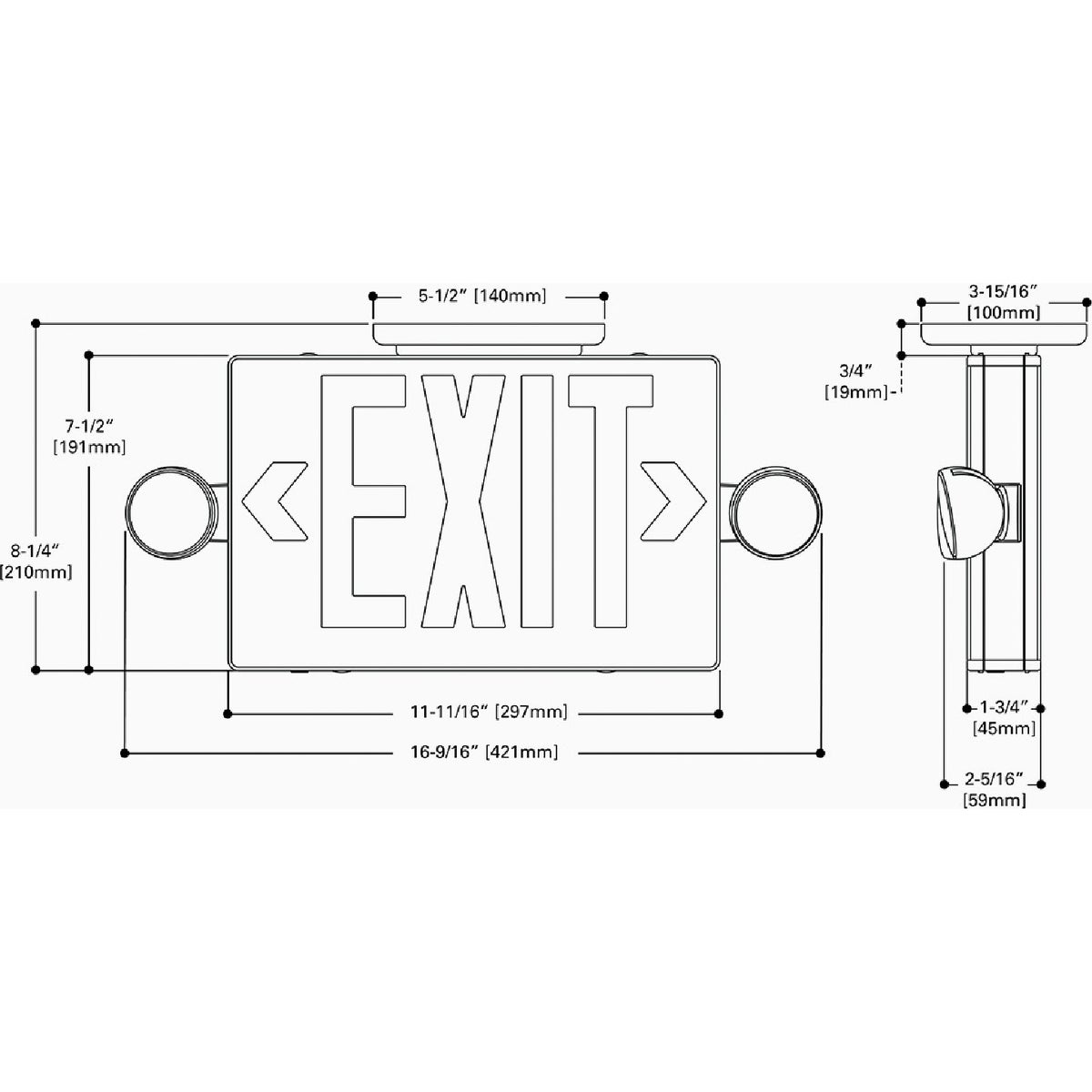 Sure-Lites LED Red Lettering Polycarbonate LED Emergency Light & Exit Sign Image 2