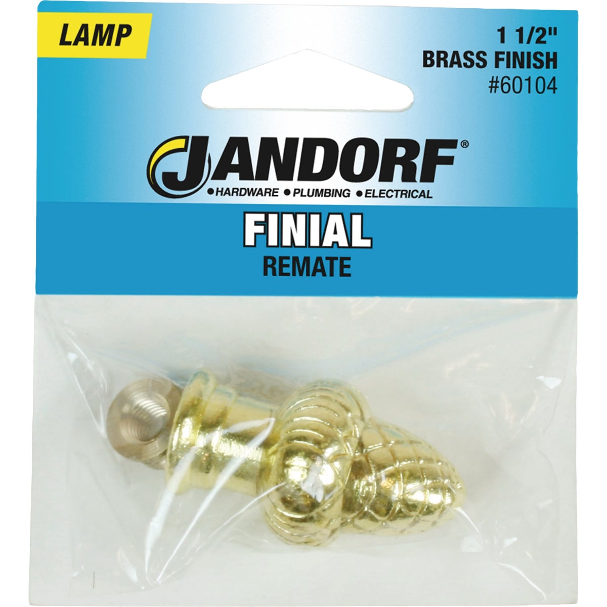 Jandorf Brass Acorn Lamp Finial with Reducer Image 2