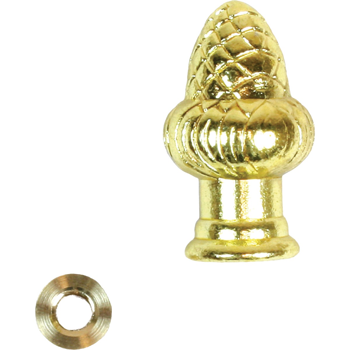 Jandorf Brass Acorn Lamp Finial with Reducer Image 1
