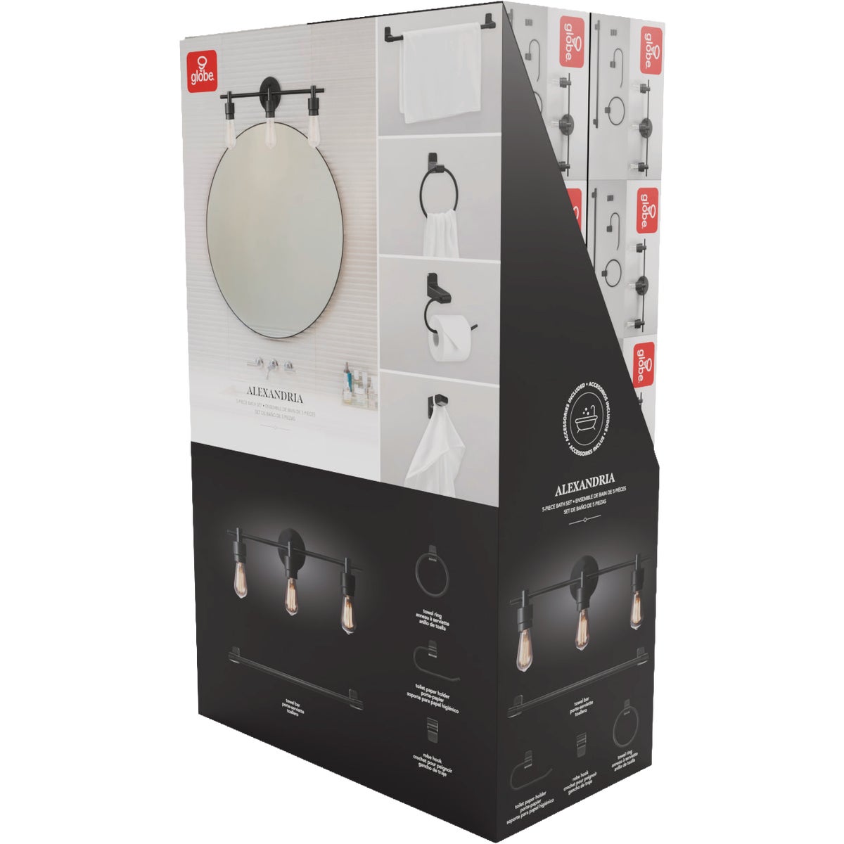 Globe Matte Black 5-Piece Bath in a Box Display Image 4