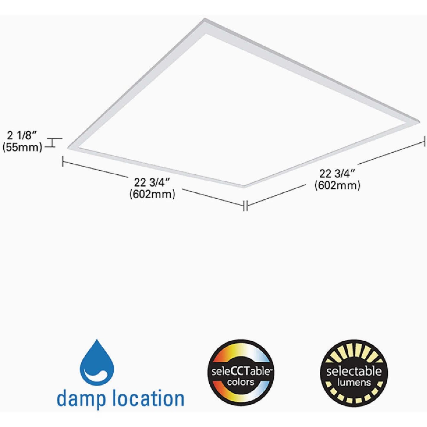 Metalux 2 Ft. x 2 Ft. Selectable CCT & Lumens Integrated LED Panel Light Image 3