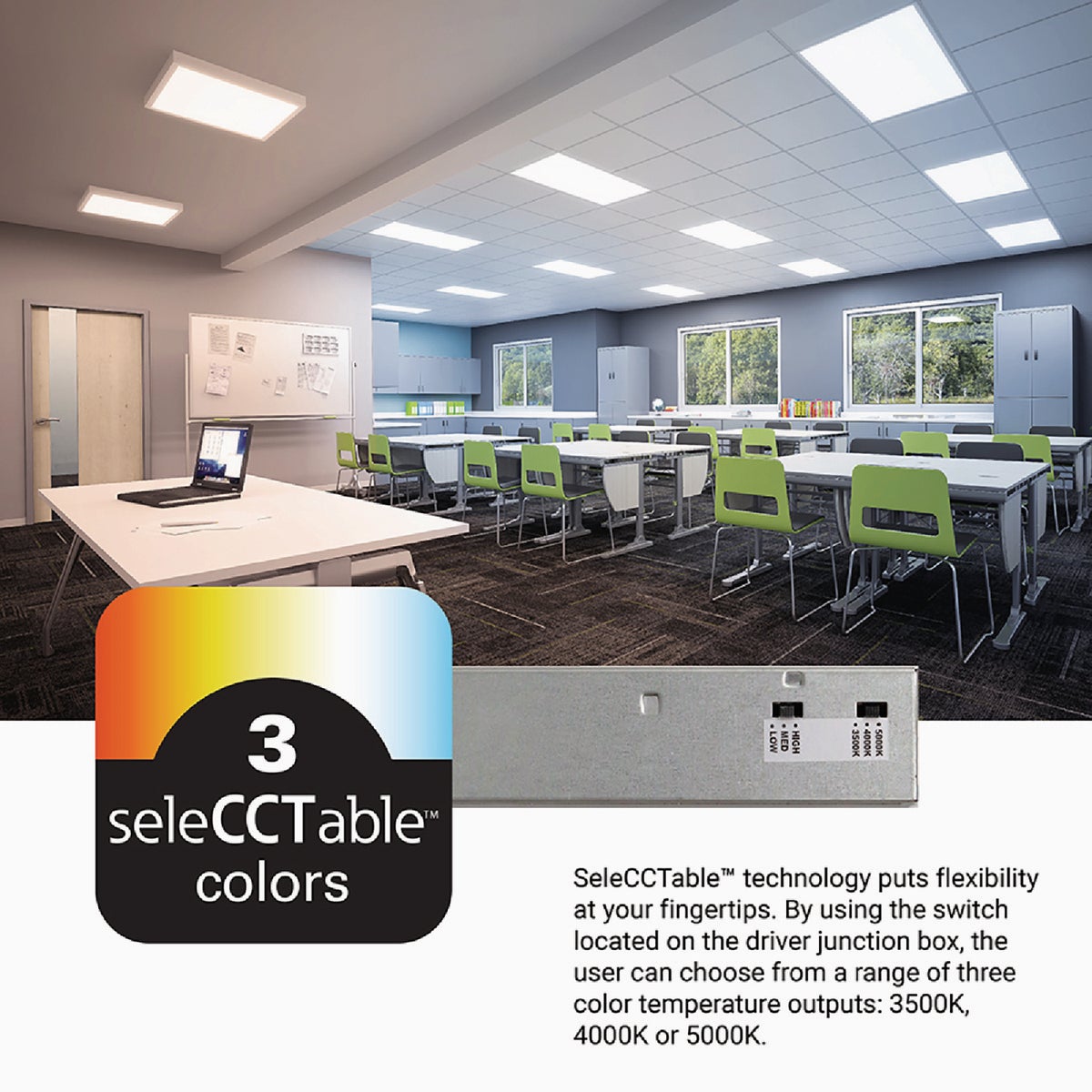 Metalux 2 Ft. x 2 Ft. Selectable CCT & Lumens Integrated LED Panel Light Image 2