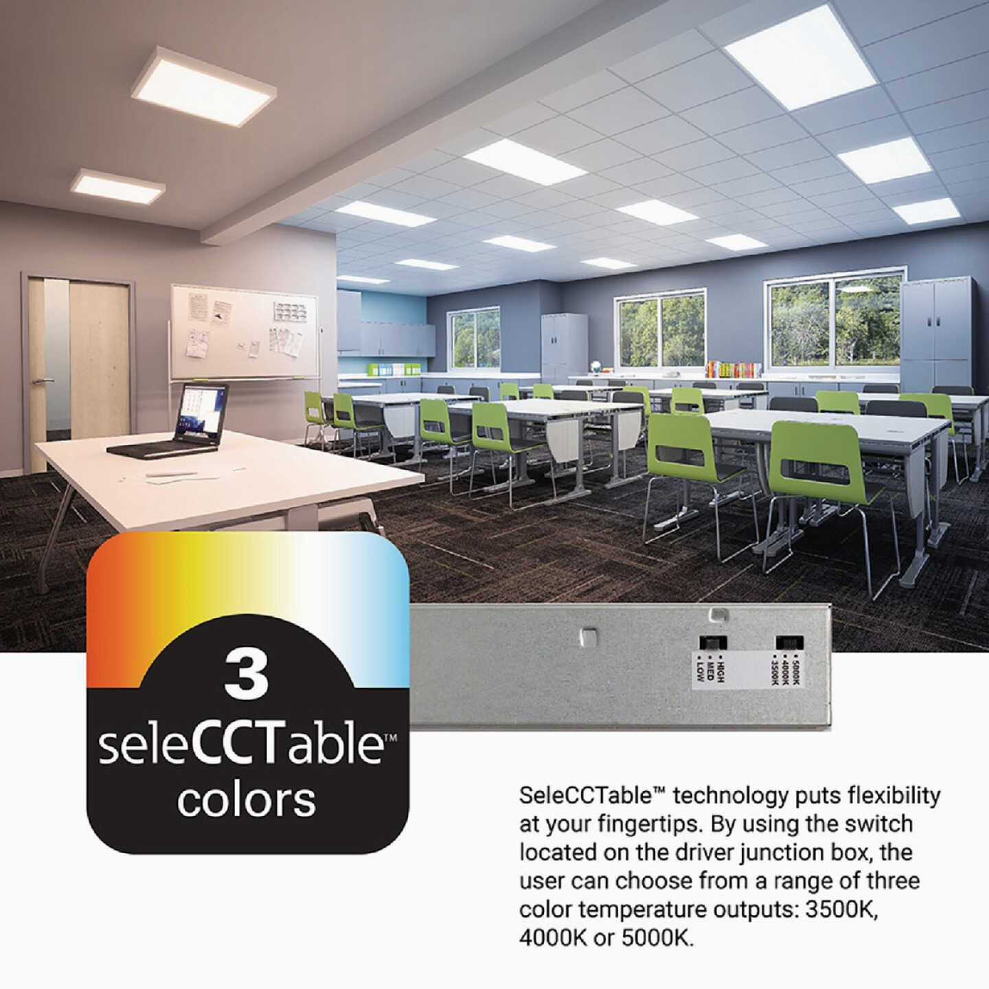 Metalux 2 Ft. x 2 Ft. Selectable CCT & Lumens Integrated LED Panel Light Image 2
