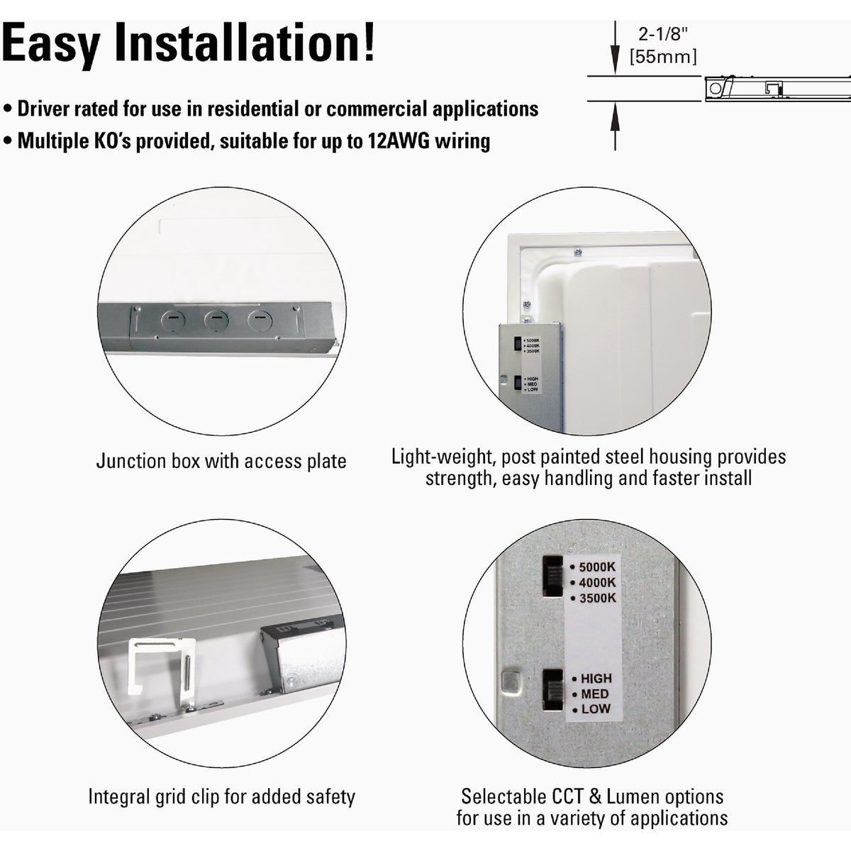 Metalux 2 Ft. x 2 Ft. Selectable CCT & Lumens Integrated LED Panel Light Image 5