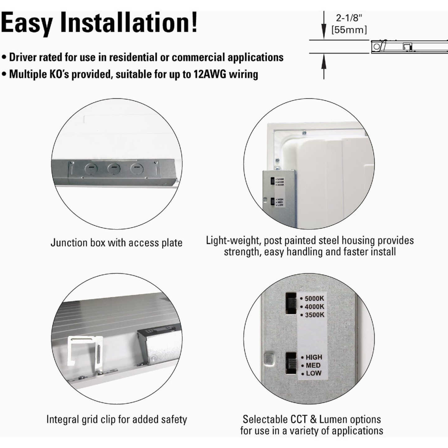 Metalux 2 Ft. x 2 Ft. Selectable CCT & Lumens Integrated LED Panel Light Image 5
