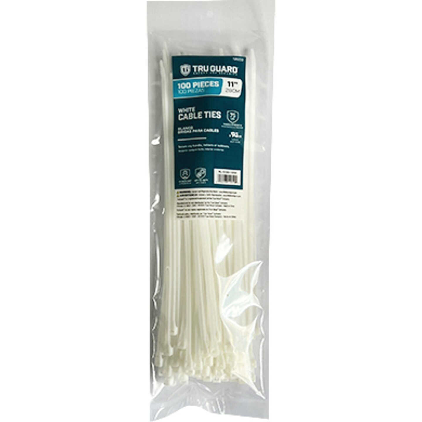 TruGuard 11 In. White Self-Locking Cable Ties (100-Pack) Image 1