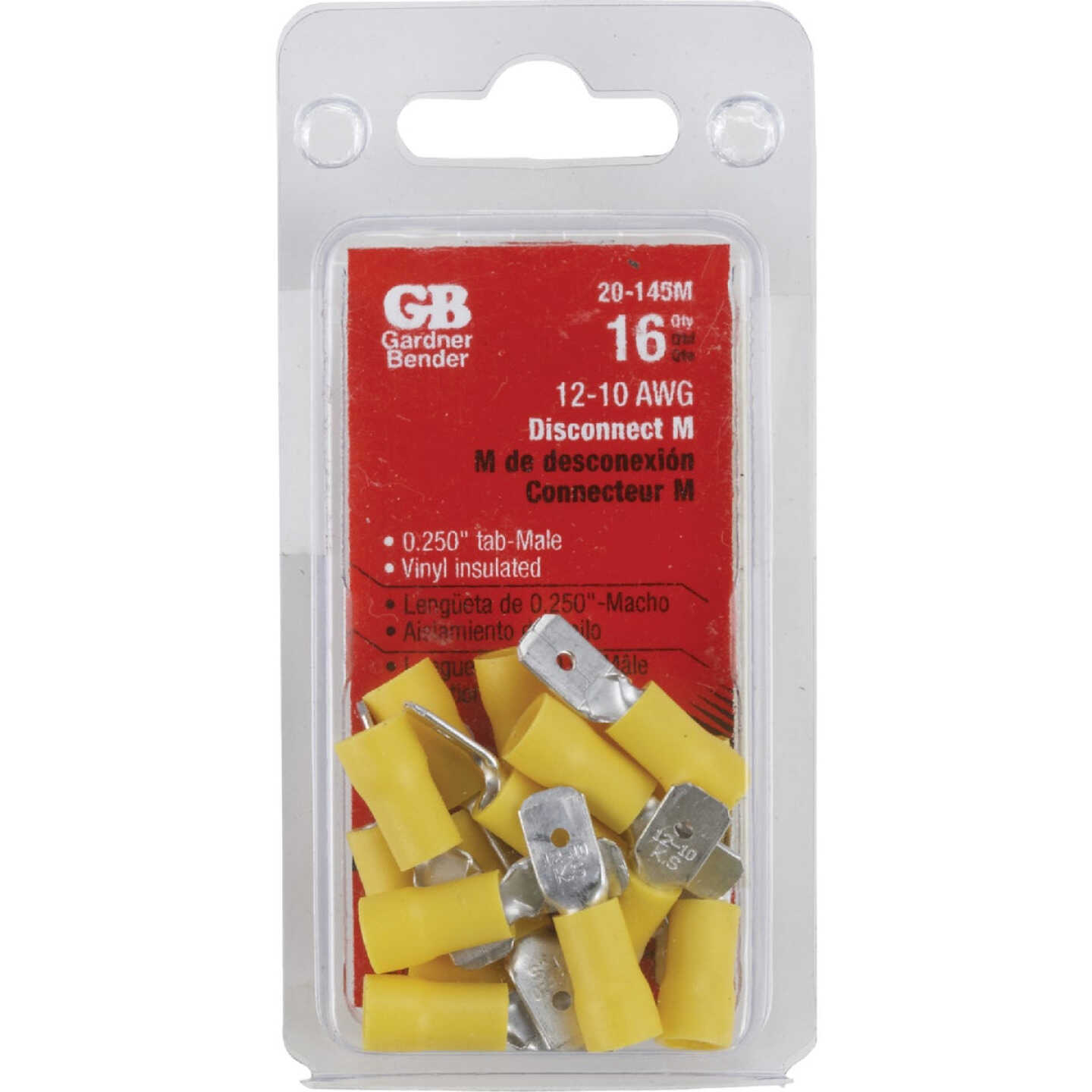 Gardner Bender 12 to 10 AWG Male Yellow Vinyl-Insulated Barrel Disconnect (16-Pack) Image 1