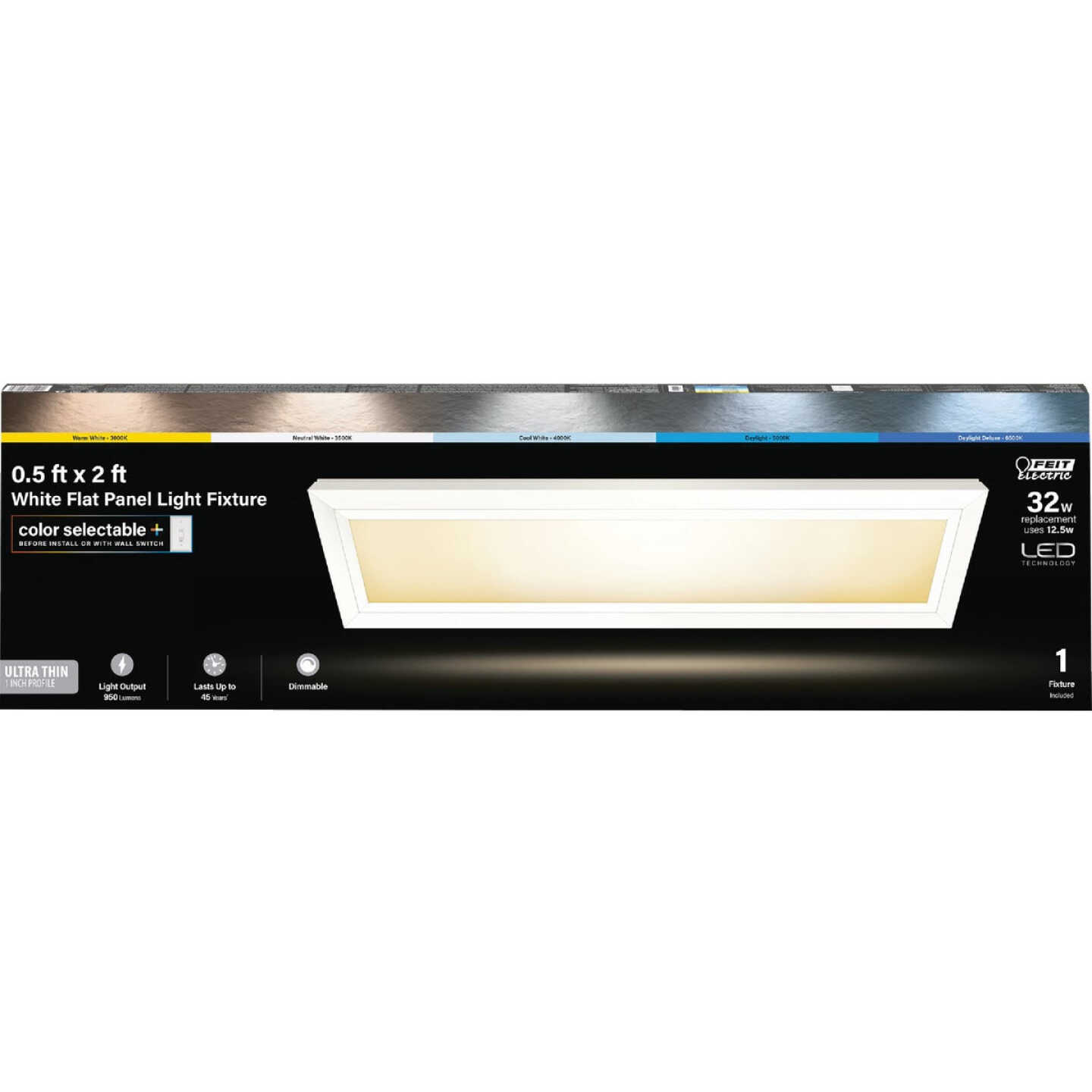 Feit Electric Edge-Lit 6 In. W. x 2 Ft. L. White Dimmable 6-Way LED Utility Flush Mount Light, 950 Lm. Image 1