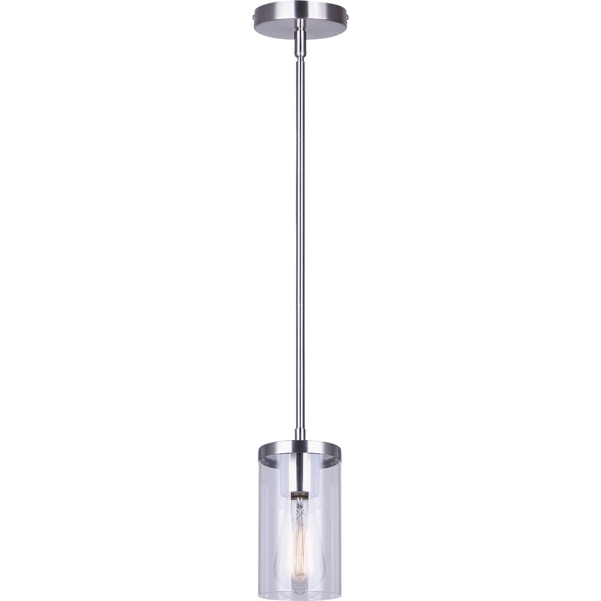 Canarm Britton Brushed Nickel Pendant Light Fixture, Clear Glass Image 1
