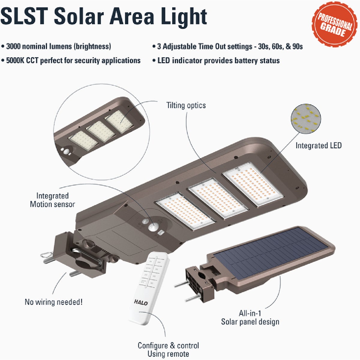 Halo Bronze Motion Activated Dusk to Dawn 3000 Lm. Solar Flood Light with Remote Control Image 3