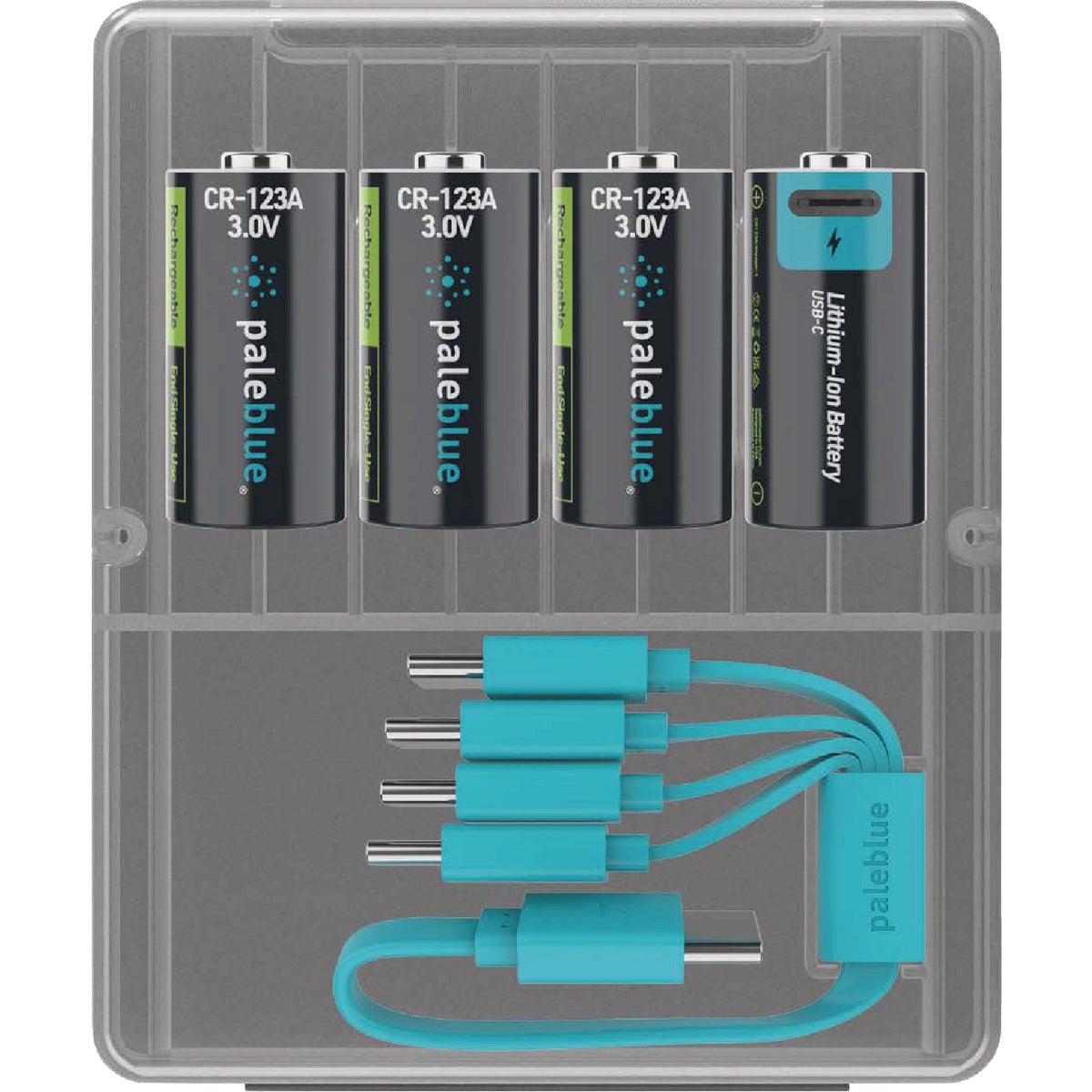 Paleblue CR123A Lithium-Ion Rechargeable Battery (4-Pack)