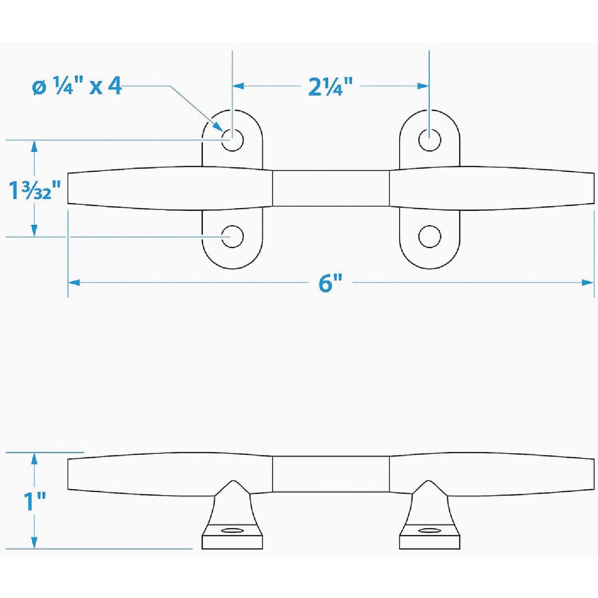Seachoice 6 In. Stainless Steel Hollow Base Cleat Image 2