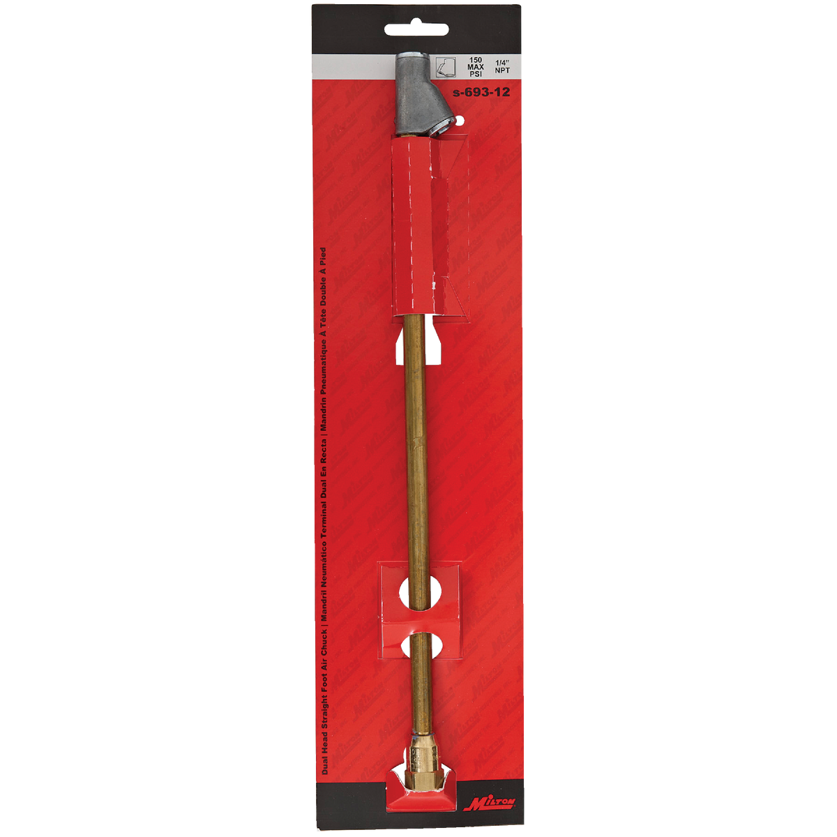 Milton 1/4 In. FNPT 150 psi Straight Foot Dual Head with Extended Reach Air Chuck Image 2