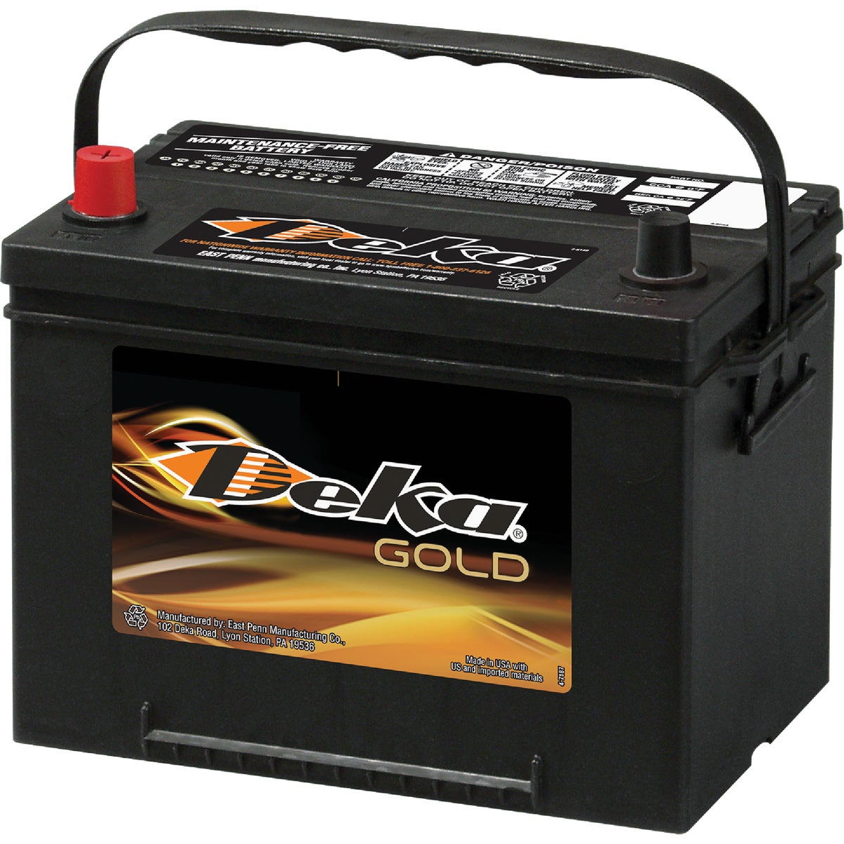 Deka Gold 12-Volt 700 CCA Automotive Battery, Top Post Left Front Positive Terminal