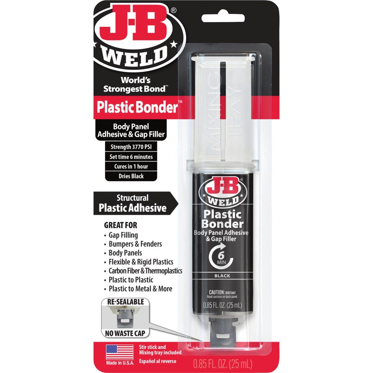 J-B Weld 0.85 Oz. Plastic Bonder Epoxy Syringe, Black