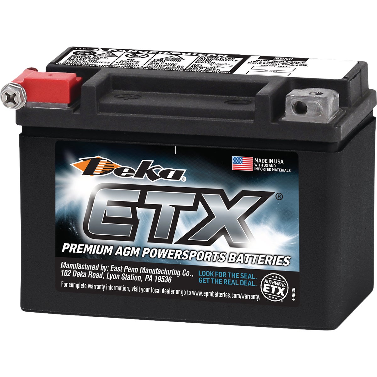 Deka 12V 120 CCA ETX9 AGM Powersport Battery