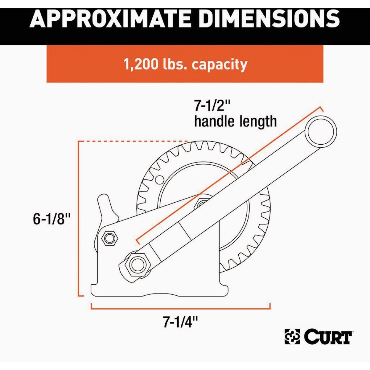 Curt 7-1/2 In. Handle1200 Lb. Hand-Crank Winch Image 2