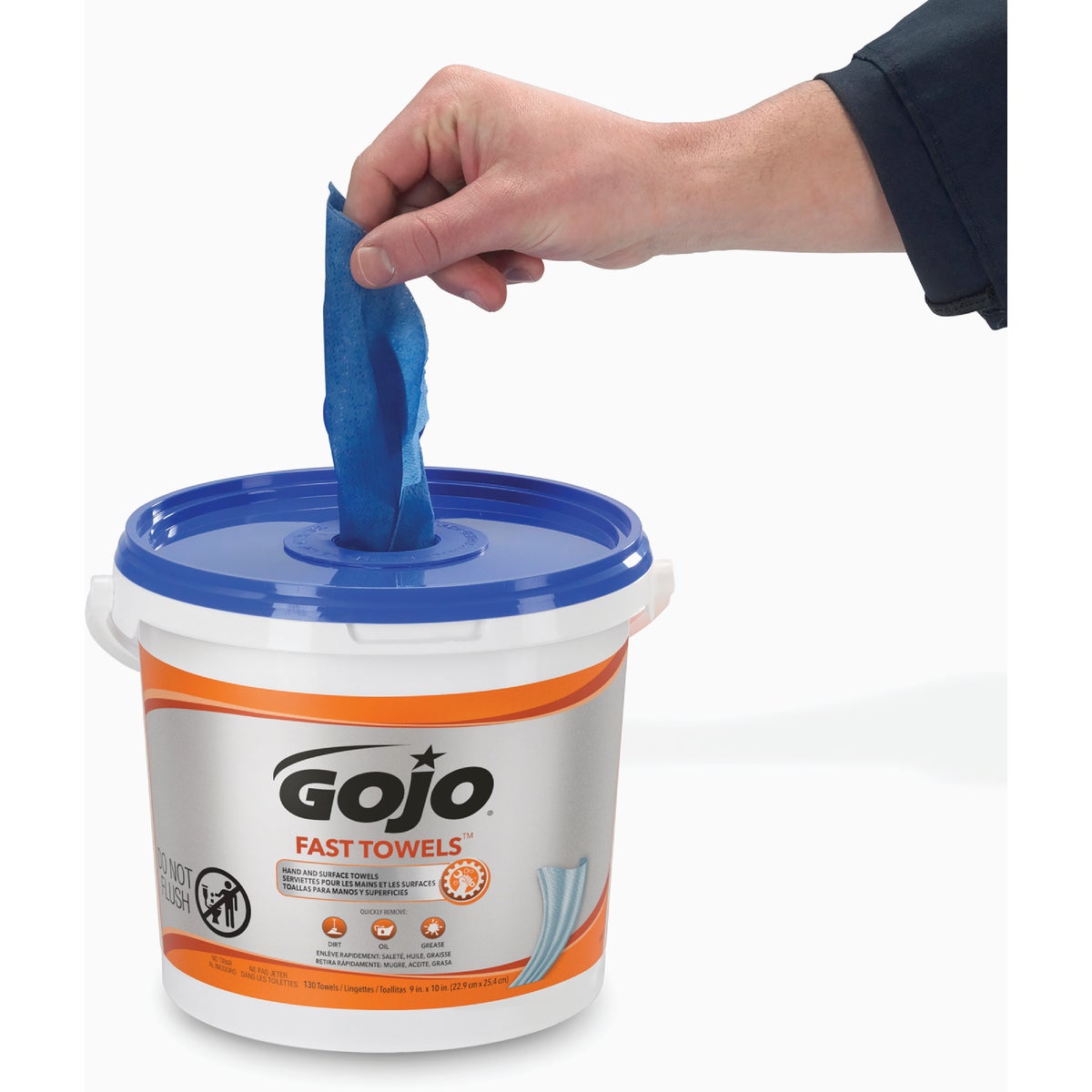 GOJO Fast Towels Multi-Purpose Heavy Duty Hand Cleaner Wipes, Fresh Citrus (130 Ct.) Image 2