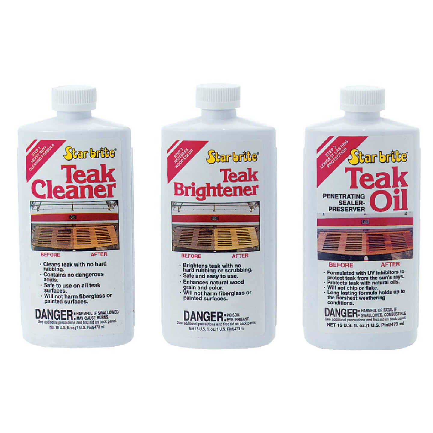 Star brite Teak Cleaner Care Kit, 16 Oz. (3-Pack) Image 1