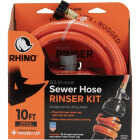 Rhino 5/8 In. Dia. 10 Ft. All-in-One Sewer Clean Out Hose with Rinse Cap Image 1