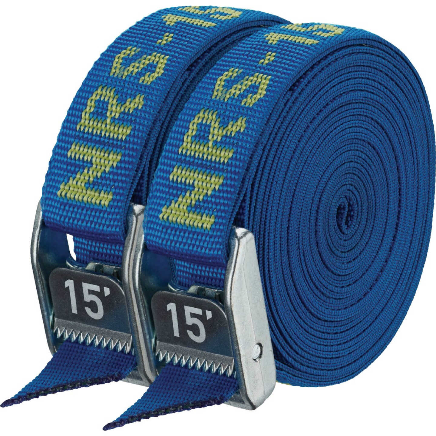 NRS 1 In. x 15 Ft. Iconic Blue Heavy Duty Tie-Down Strap (2-Pack) Image 1