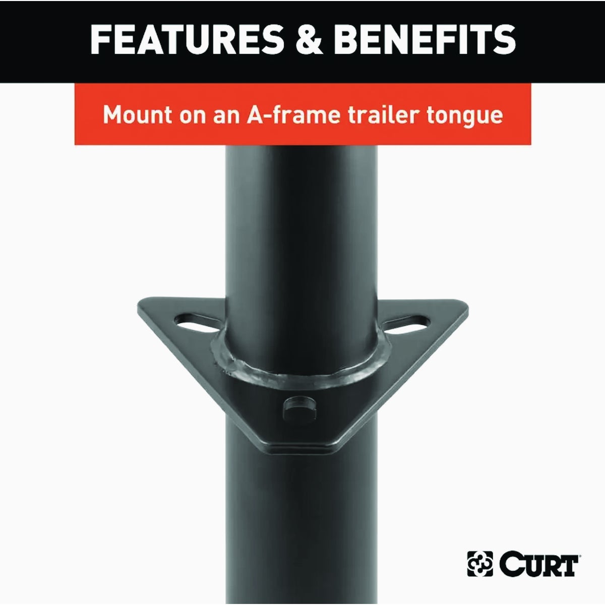CURT 5000 Lb. Weld-On Pipe-Mount Swivel Trailer Tongue Jack, 10-3/4 In. Vertical Travel Image 4