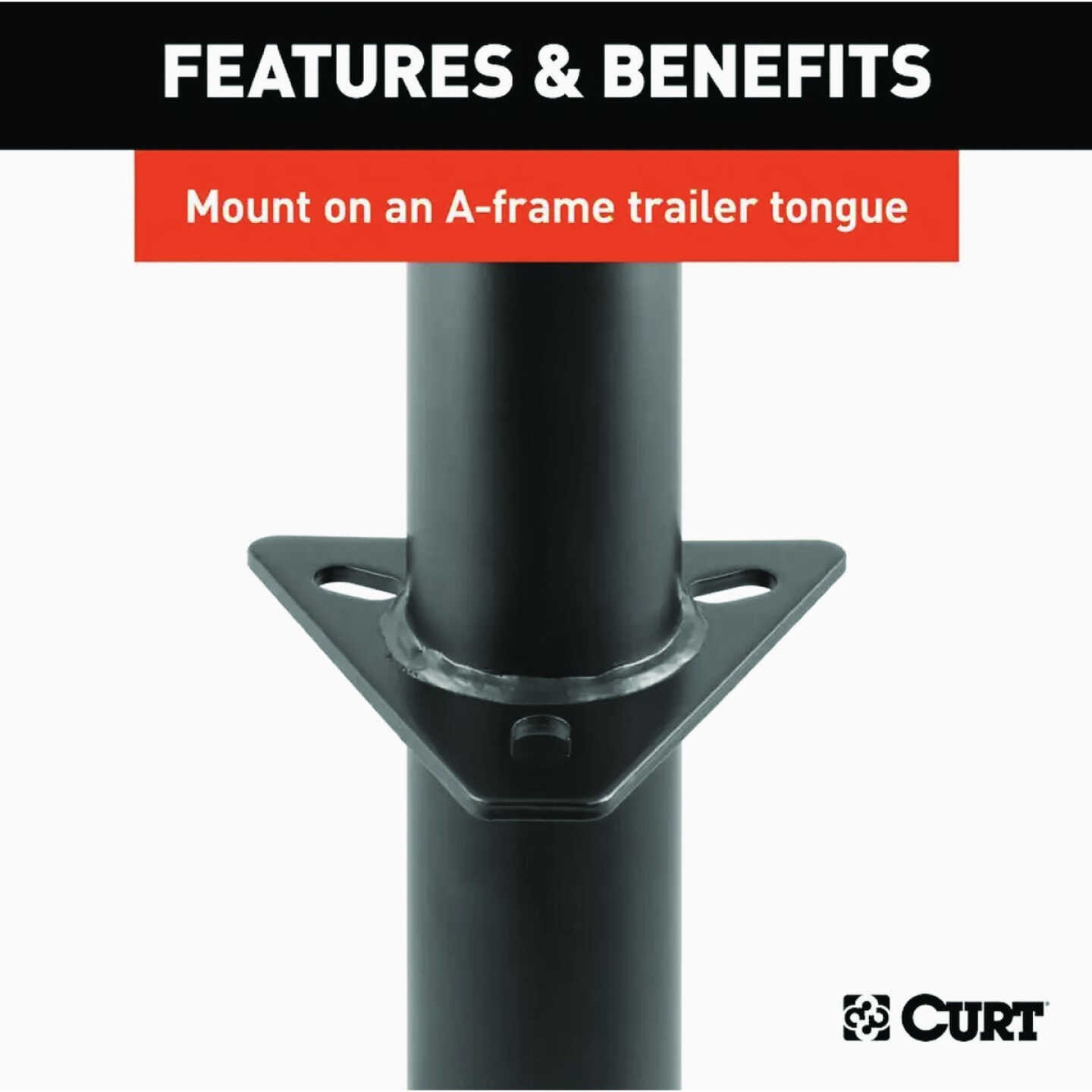 CURT 5000 Lb. Weld-On Pipe-Mount Swivel Trailer Tongue Jack, 10-3/4 In. Vertical Travel Image 4