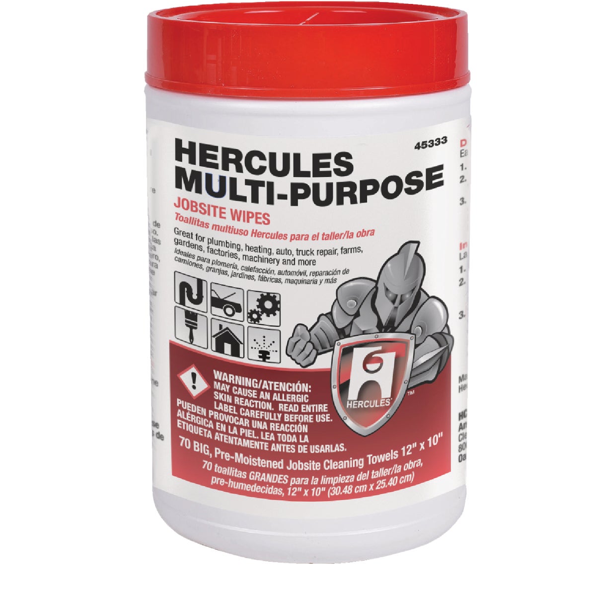 Hercules Multi-Purpose 12 In. x 10 In. Jobsite Wipes (70-Count)