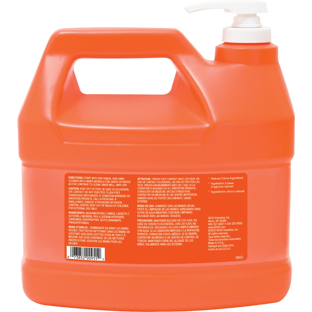 GOJO Natural Orange 1 Gal. Lotion Hand Cleaner with Pumice Pump Bottle Image 7