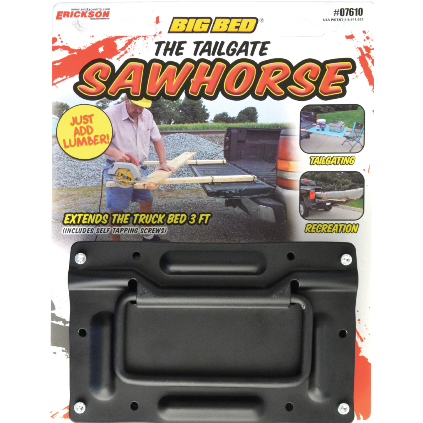 Erickson Big Bed Tailgate Sawhorse 3 Ft. Black Powder Coat Bed Extender Image 1