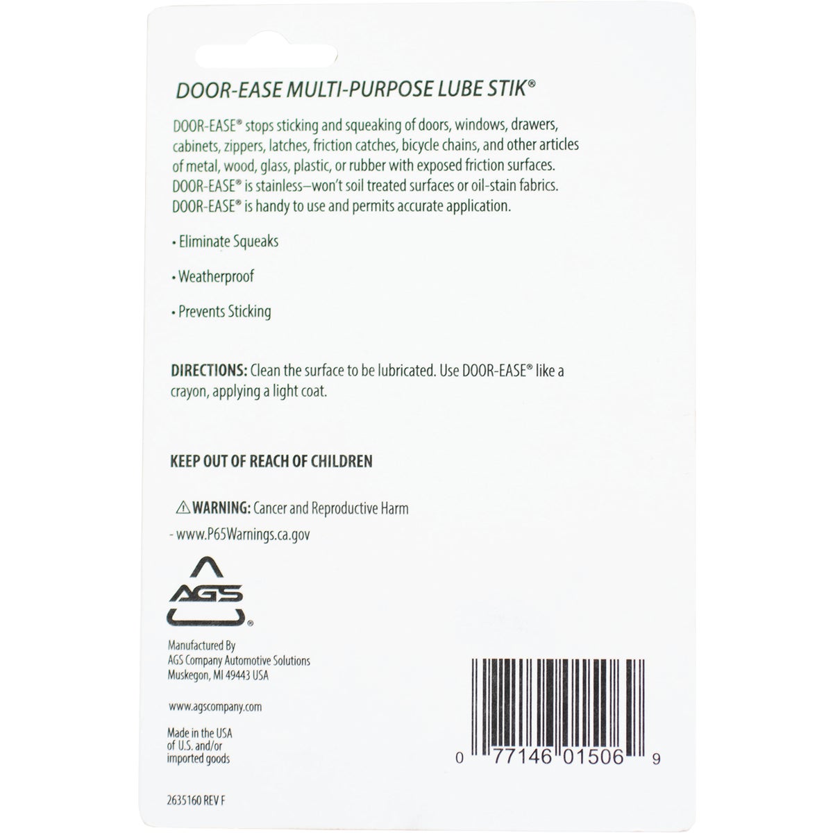 AGS Door-Ease 1.6 Oz. Tube Multi-Purpose Lubricant Image 2