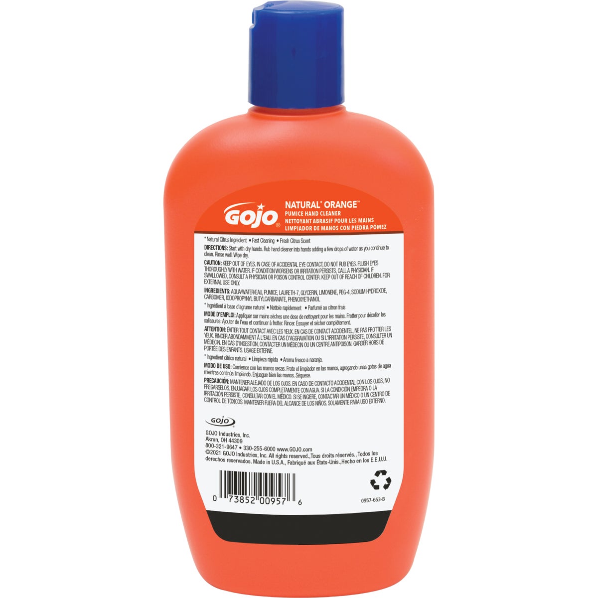 GOJO Natural Orange 14 Oz. Lotion Hand Cleaner with Pumice Squeeze Bottle Image 6
