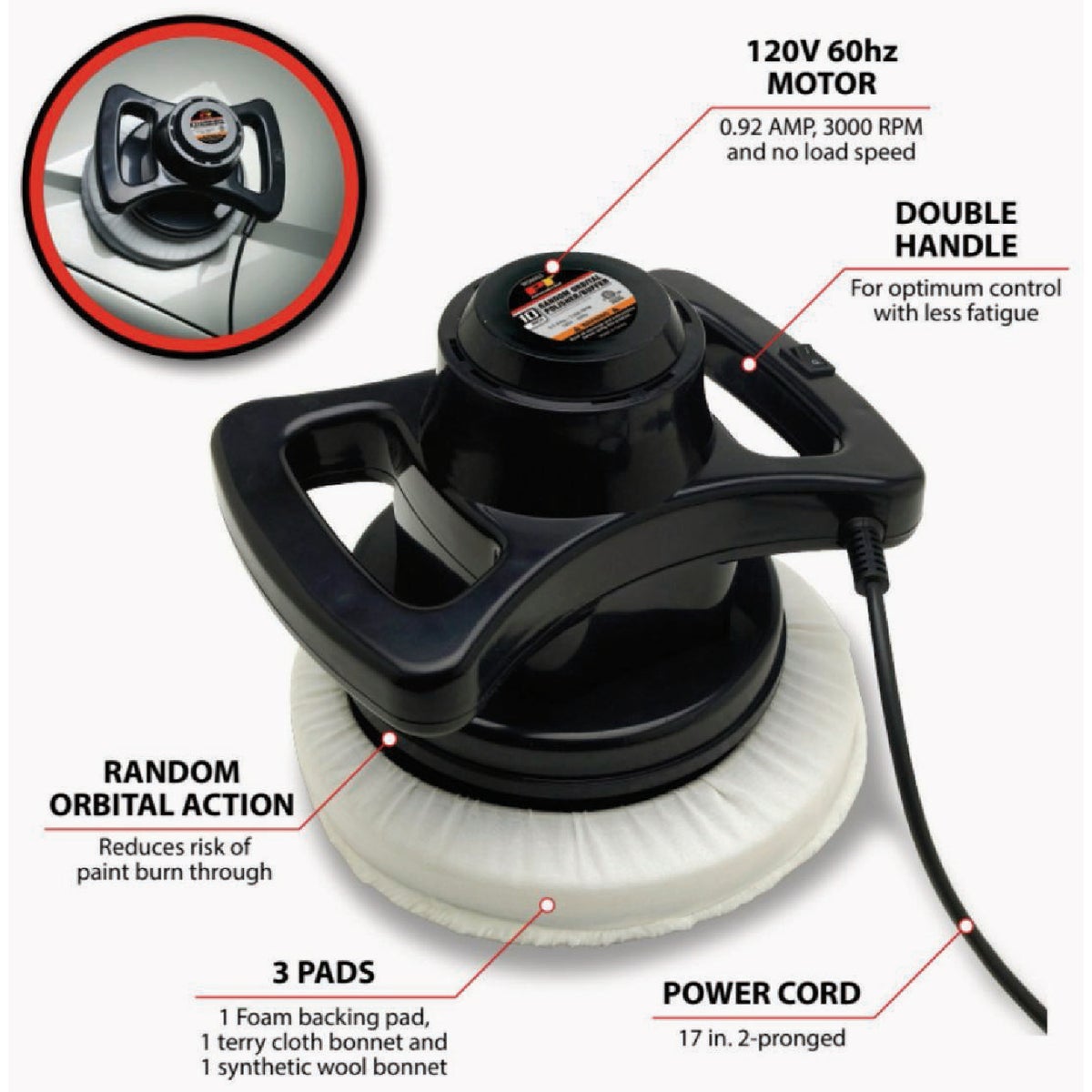 Performance Tool 10 In. 3000 rpm Random Orbital Buffer Image 4