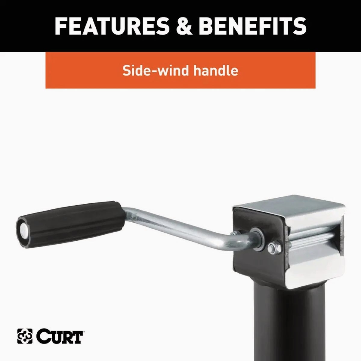 CURT 10 In. 2000 Lb. Bracket-Mount Swivel Jack with Side Handle Image 4