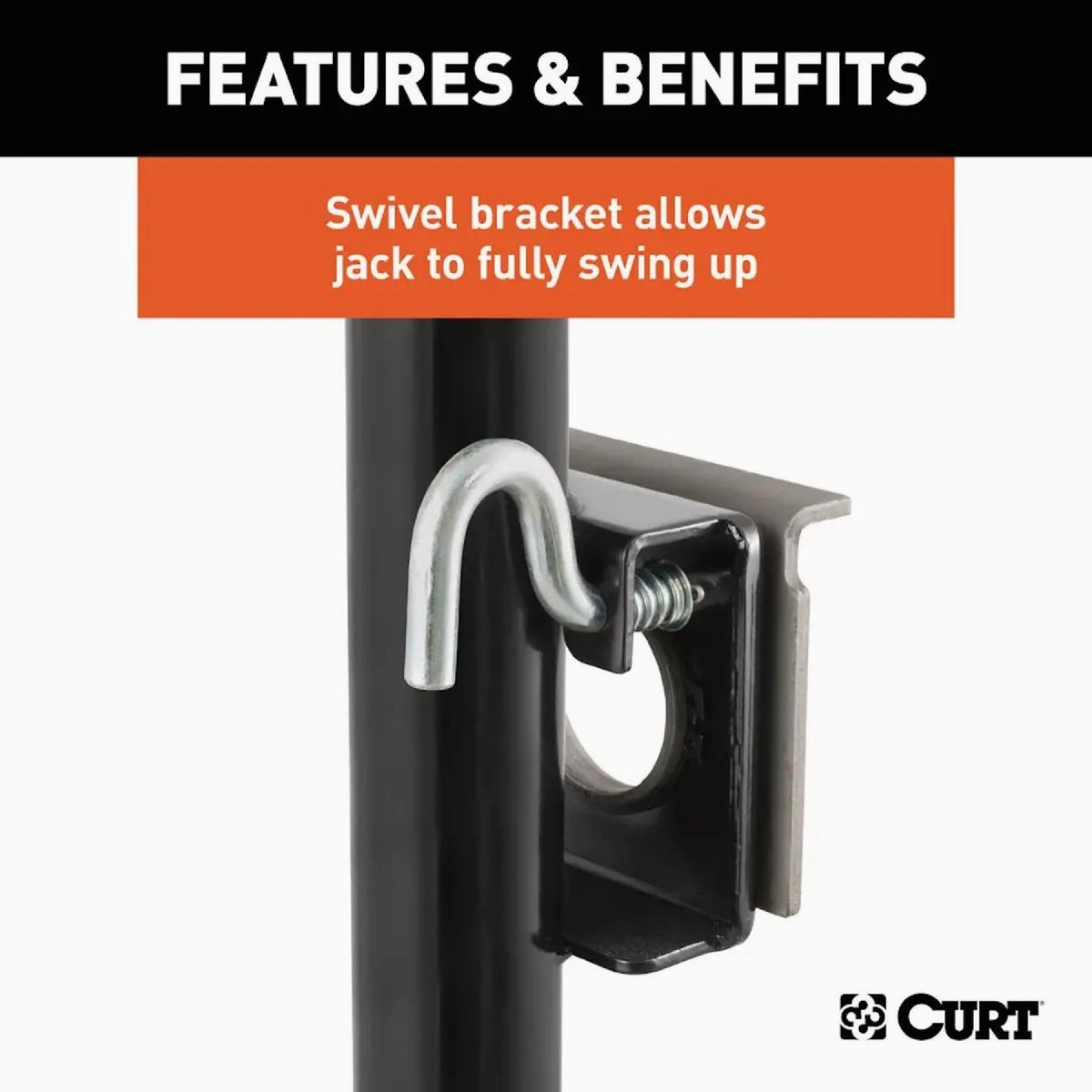 CURT 10 In. 2000 Lb. Bracket-Mount Swivel Jack with Side Handle Image 2