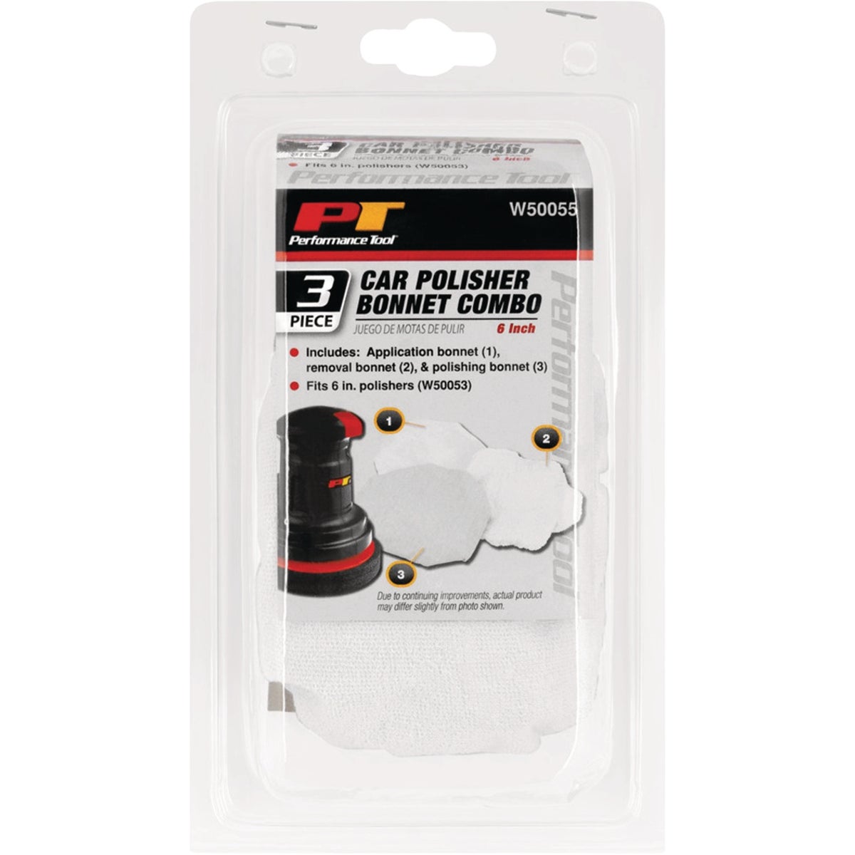 Performance Tool 6 In. Car Polisher Bonnet Kit (3-Piece) Image 3