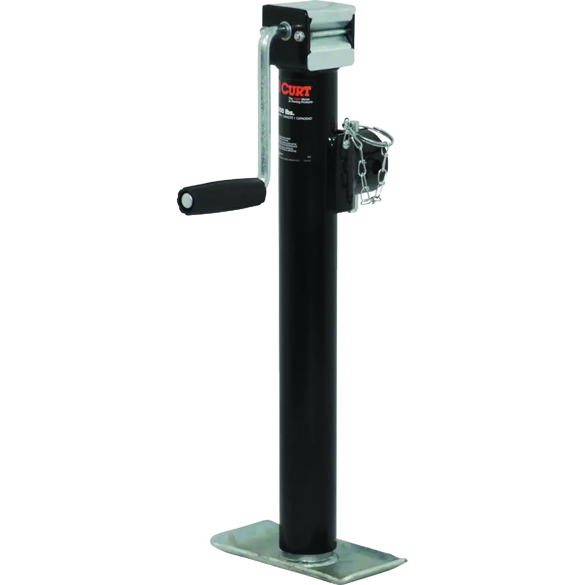 CURT 2000 Lb. Pipe-Mount Swivel Jack with Side Handle, 15 In. Travel