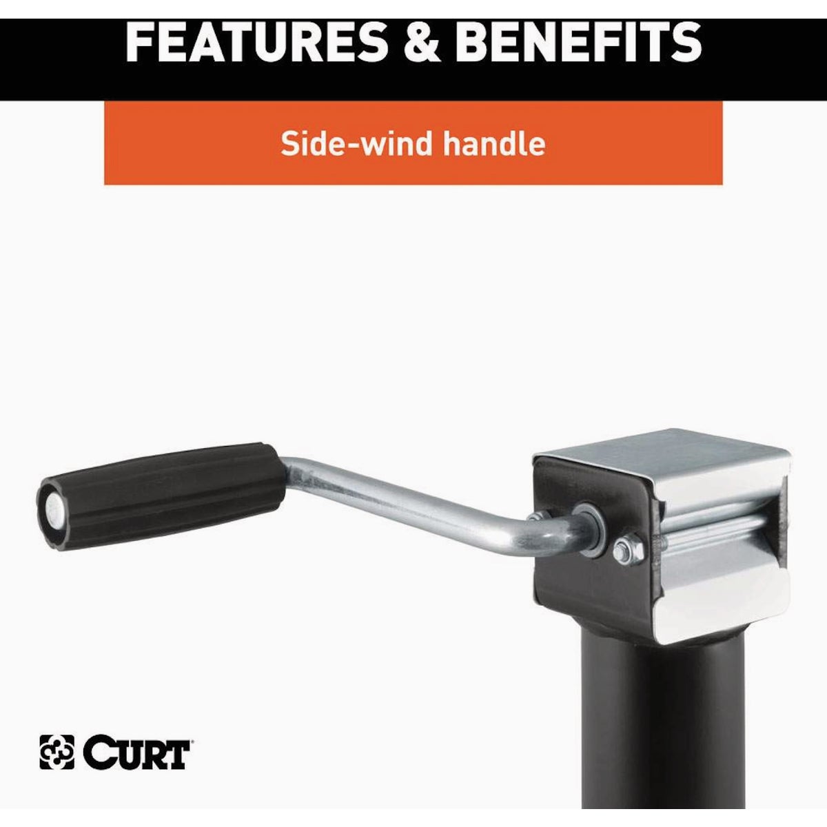 CURT 2000 Lb. Pipe-Mount Swivel Jack with Side Handle, 15 In. Travel Image 4