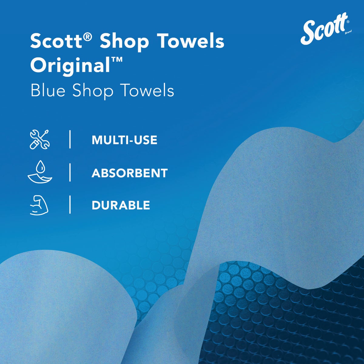Scott 11 In. W x 9.4 In. L Disposable Original Shop Towel, (2-Roll/110-Sheets) Image 5