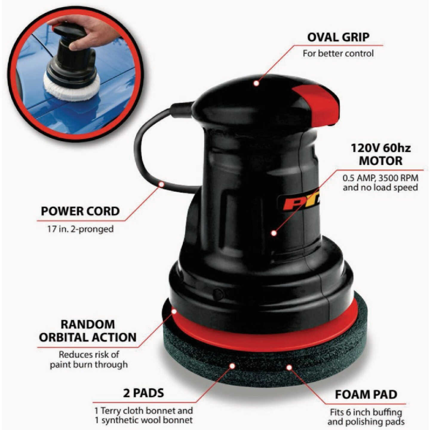 Performance Tool 6 In. 3500 rpm Random Orbital Buffer/Polisher Image 4