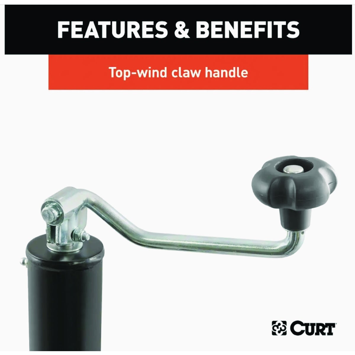 Curt 2000 Lb. Bracket-Mount Swivel Jack With Top Handle, 10 In. Travel Image 4