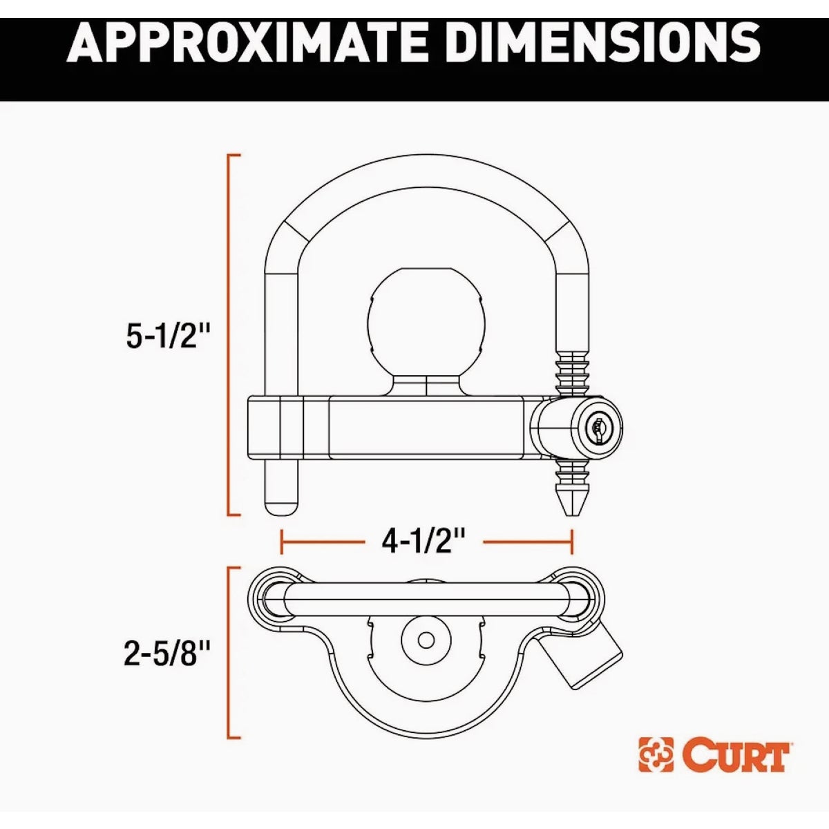 CURT 1-7/8 to 2-5/16 In. Universal Trailer Coupler Lock Image 2