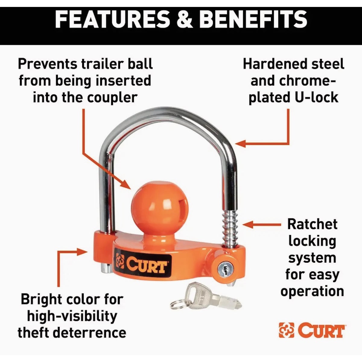 CURT 1-7/8 to 2-5/16 In. Universal Trailer Coupler Lock Image 4
