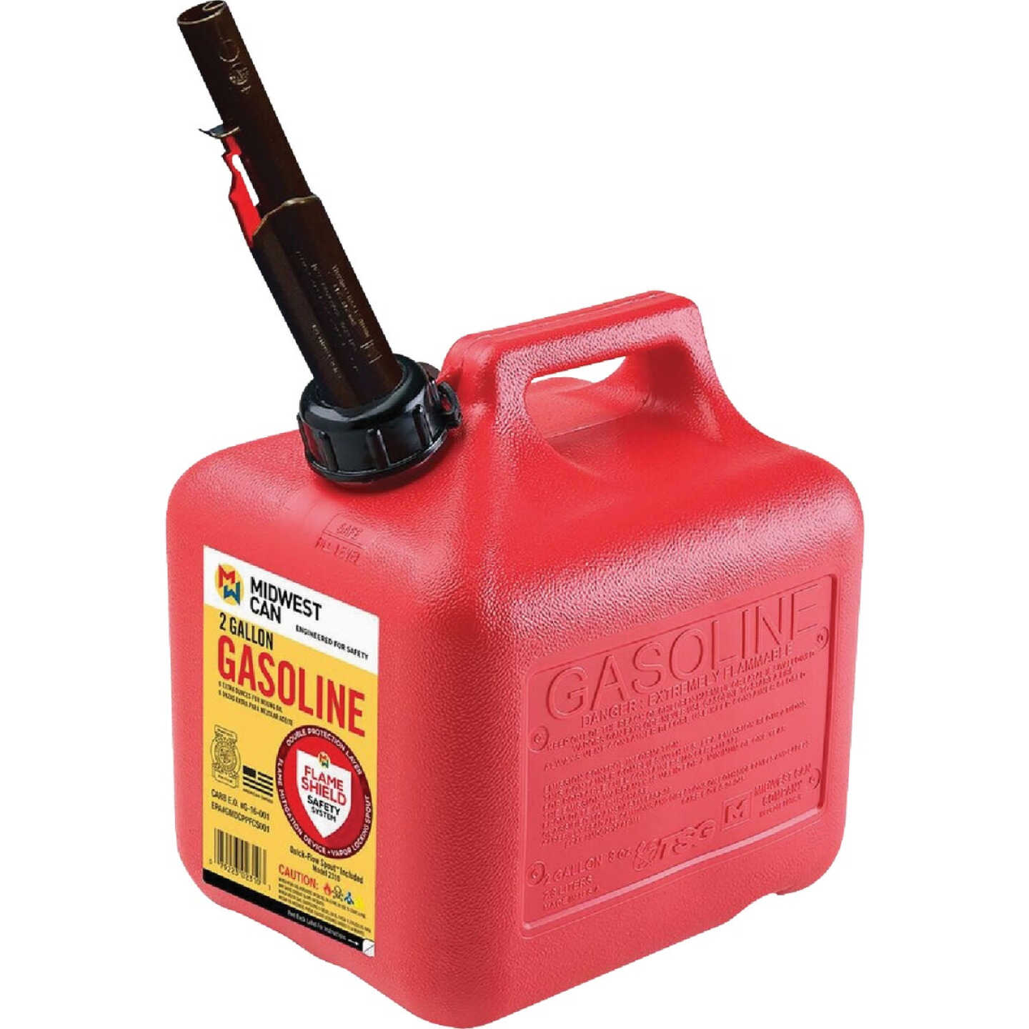 Midwest Can 2 Gal. Plastic Auto Shut-Off Gasoline Fuel Can, Red Image 1