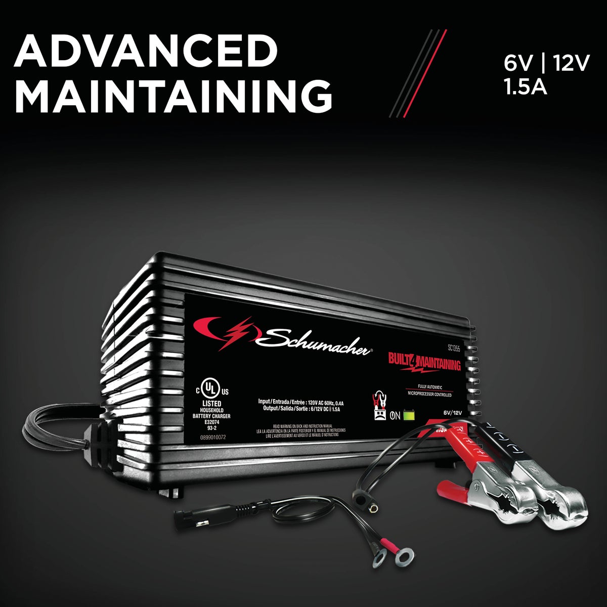  Schumacher Automatic 6V and 12V 1.5A Auto Battery Charger/Maintainer Image 3