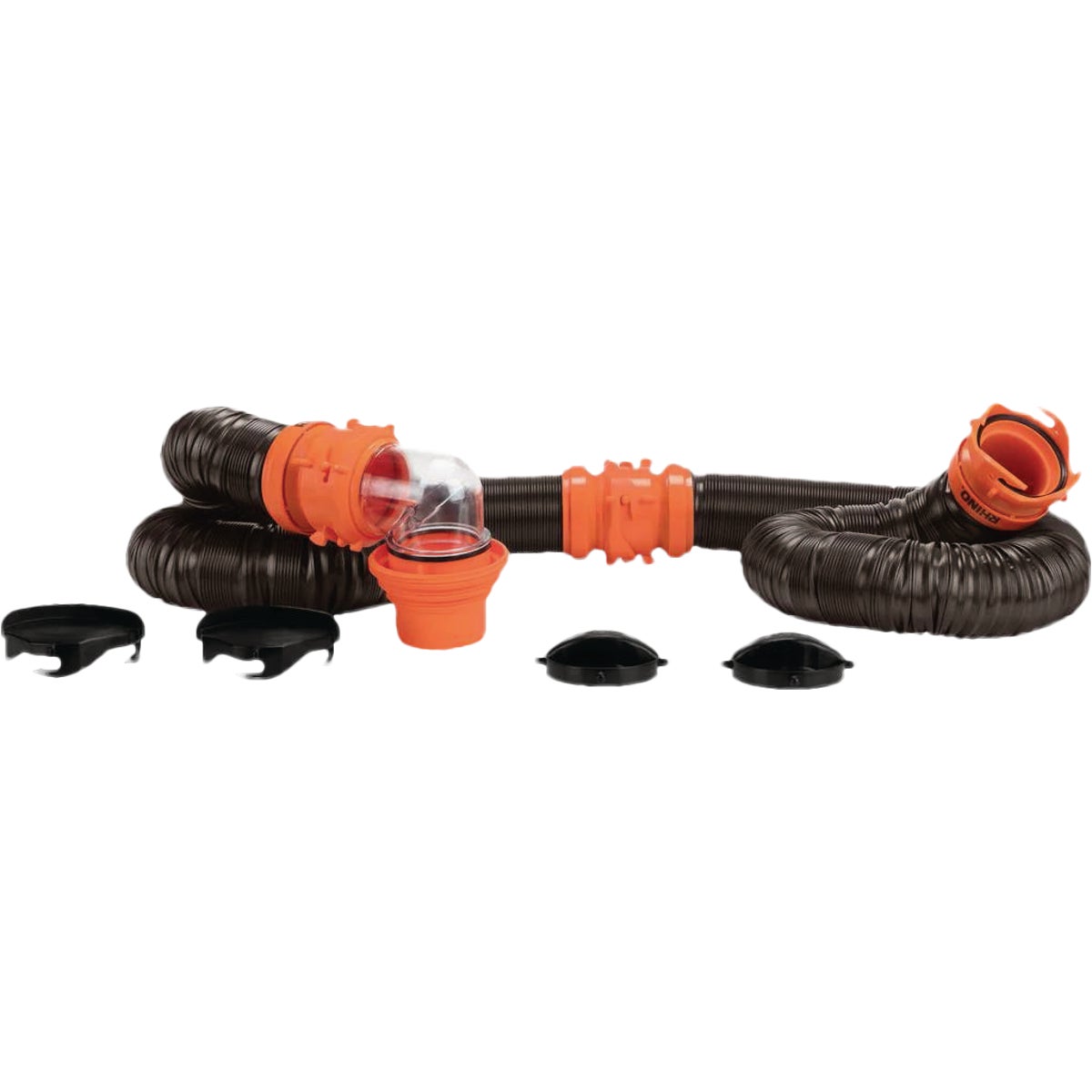 Camco RhinoFLEX 20 Ft. Sewer Hose Kit with 4-in-1 Adapter