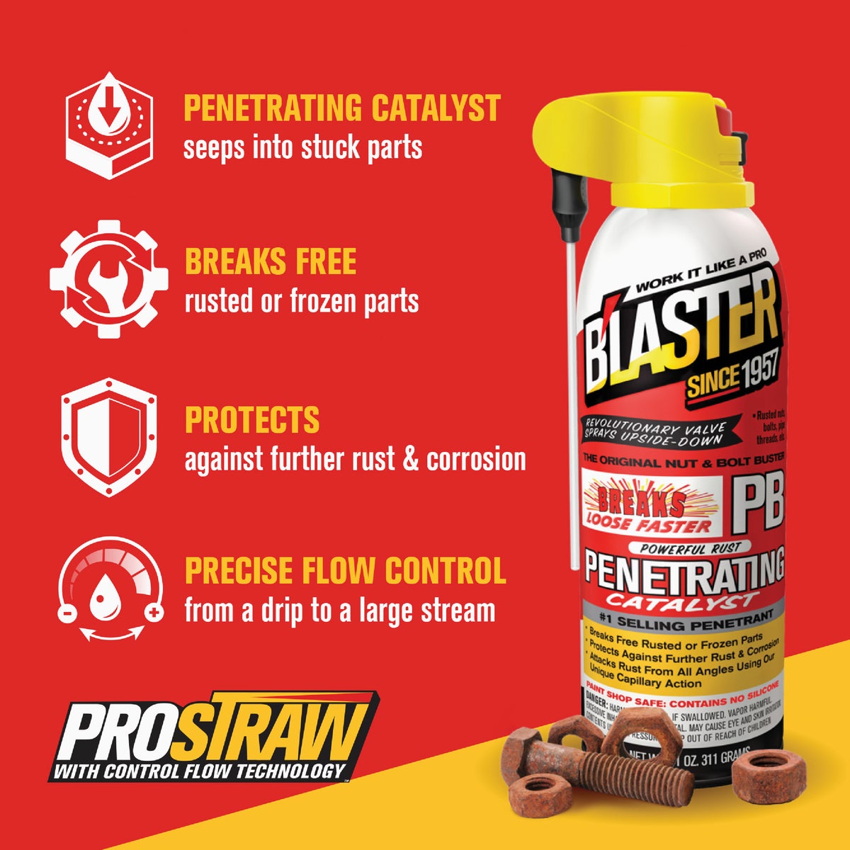 Blaster 11 Oz. Aerosol PB Penetrating Catalyst Penetrant with ProStraw Delivery System Image 3