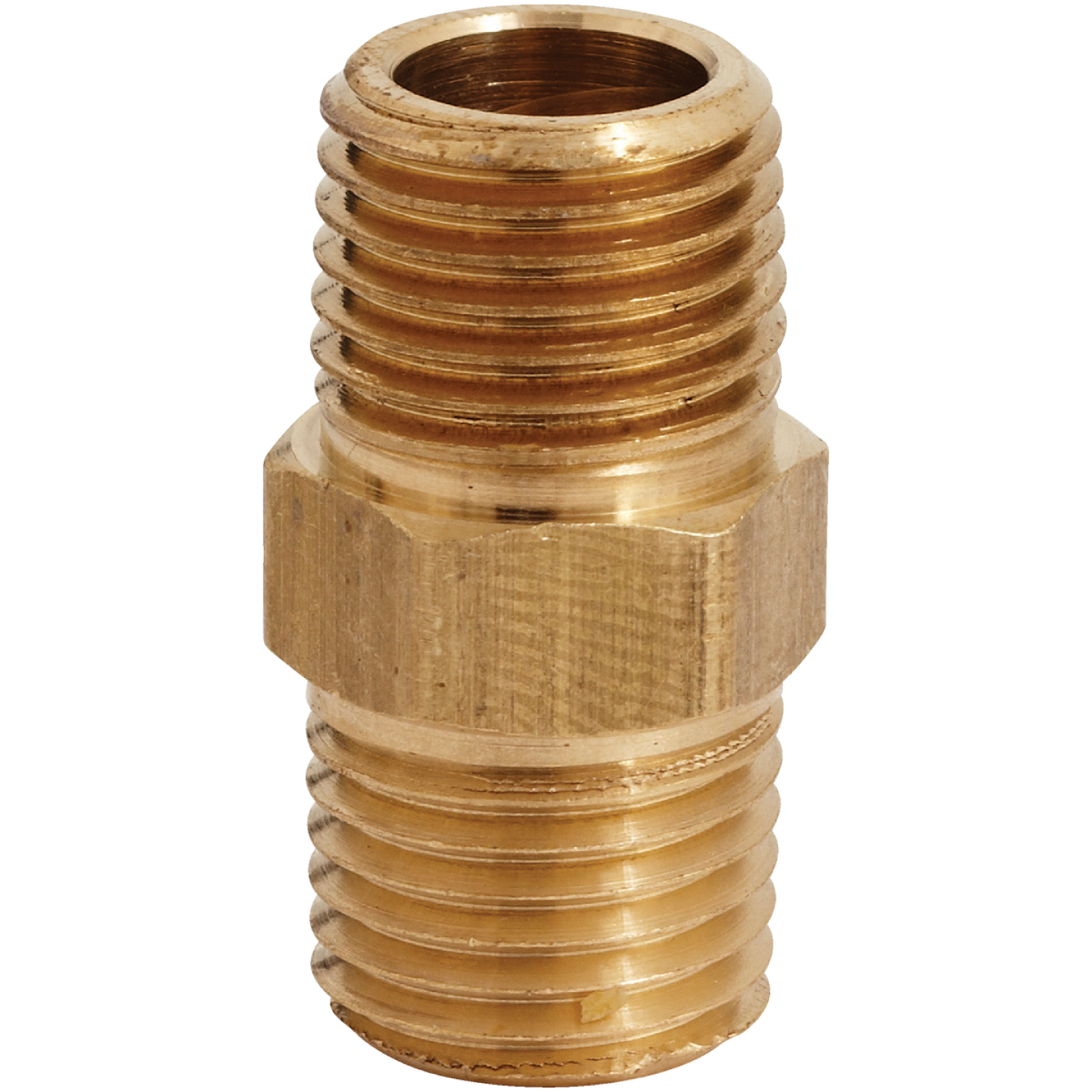 Milton Hex 1/4 In. NPT Brass Hex Nipple Coupler Image 1