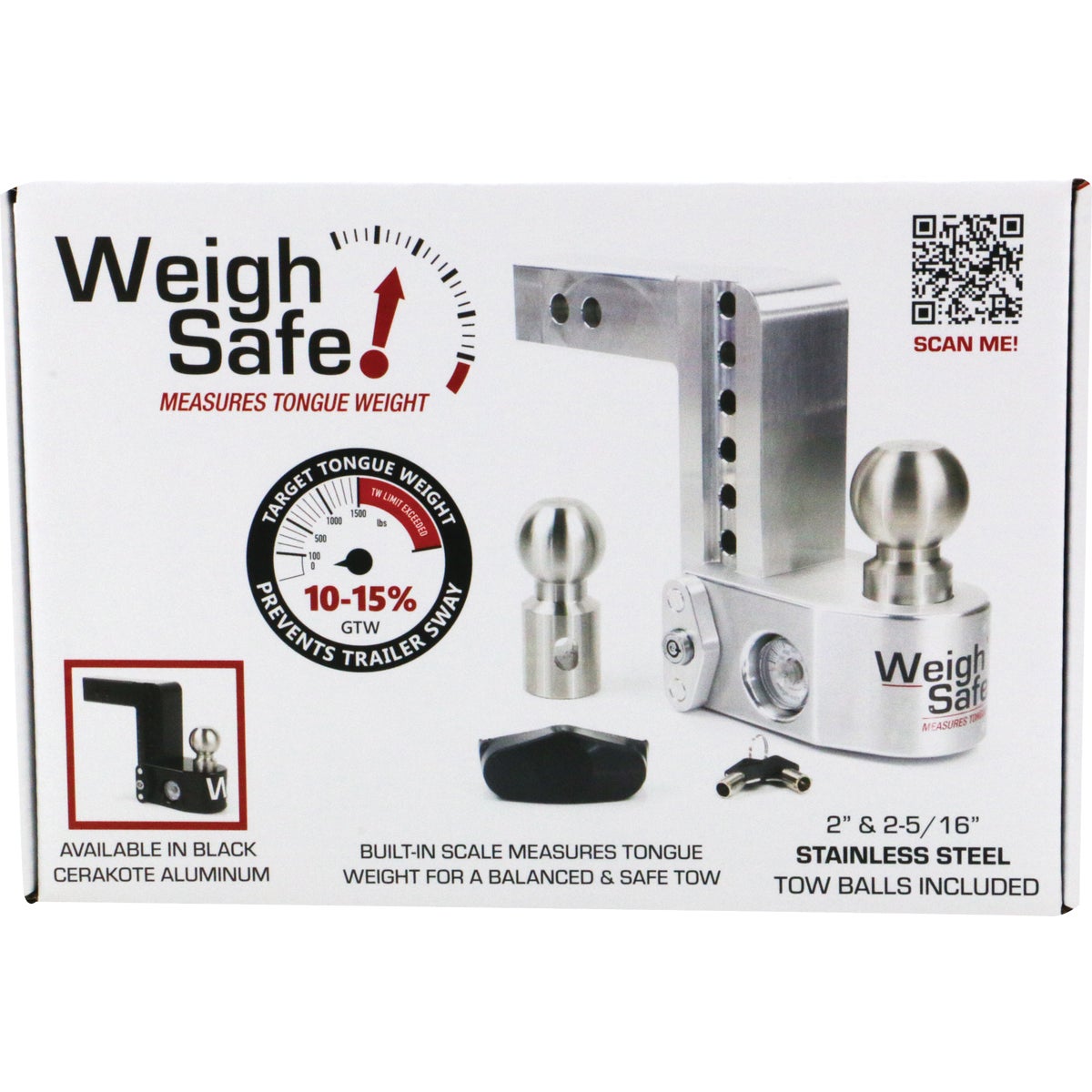 Weigh Safe 6 In. Adjustable Hitch Ball Mount with Built in Weight Scale Image 2