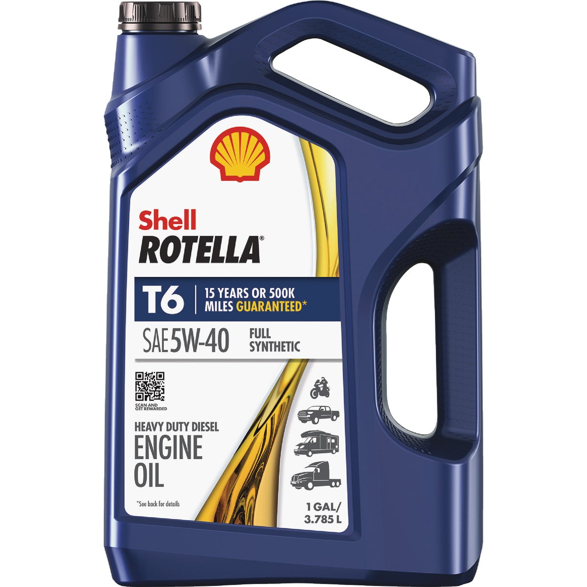 Shell Rotella T6 Full Synthetic 5W-40 Diesel Engine Oil, 1 Gal. Image 1